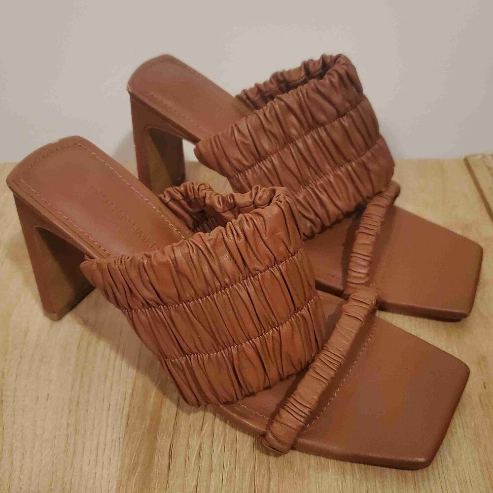 Jonathan Simkai Felix Elastic Block Heel Mules Si… - image 1